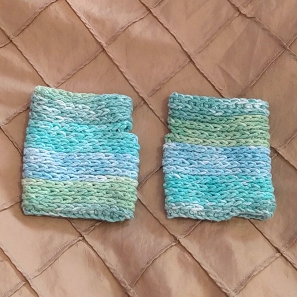 Homemade Handmade 100% Cotton Blue And Green Hand Warmers Women's Size Small